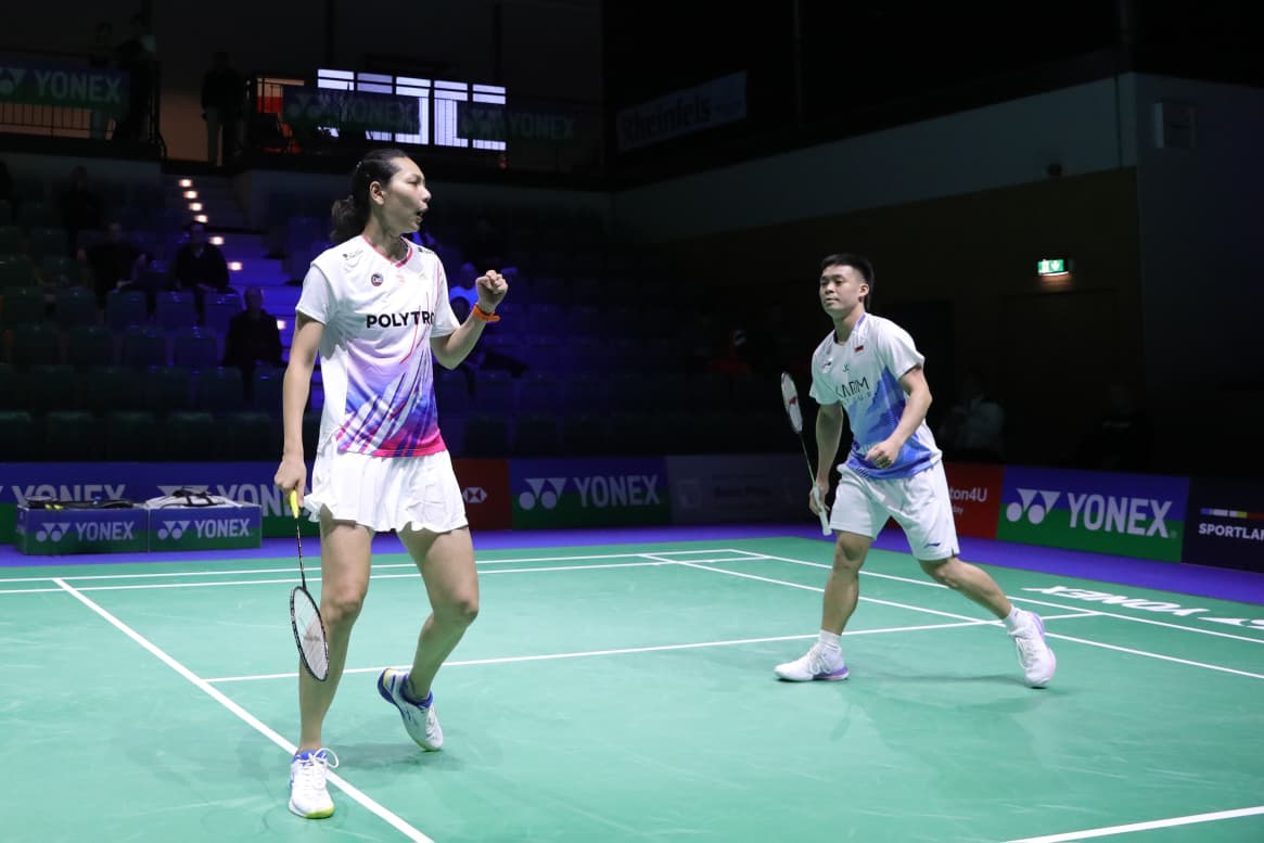 Gloria Emanuelle Widjaja/Hee Yong Kai Terry menundukan unggulan keempat Mathias Christiansen/Alexandra Boje dengan 21-Mulheim pada Kamis waktu setempat (26/2/2026). (foto: PBSI)