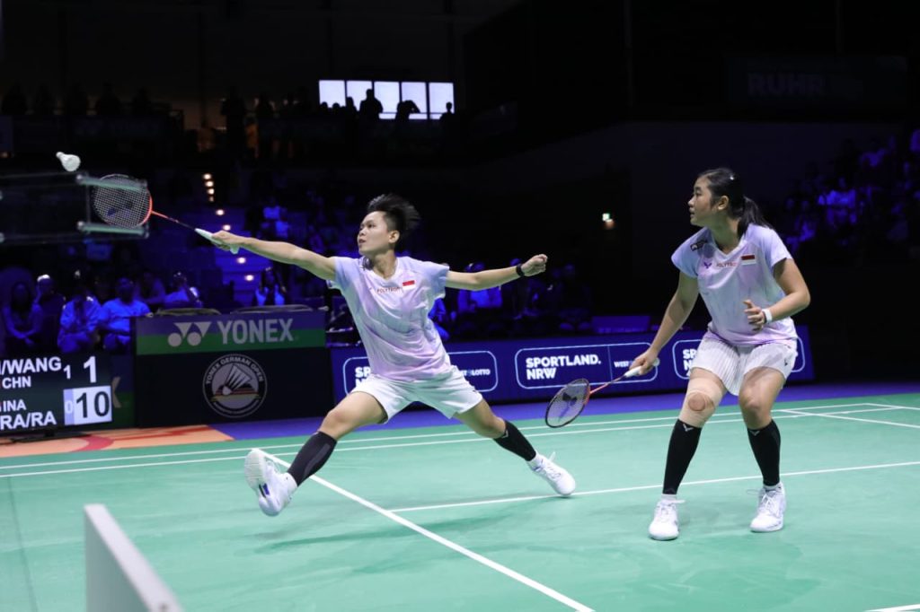Amallia Cahaya Pratiwi/Siti Fadia Silva Ramadhanti saat tampil di semifinal nomor ganda putri German Open 2026 Minggu dini hari WIB (1/3/2026).