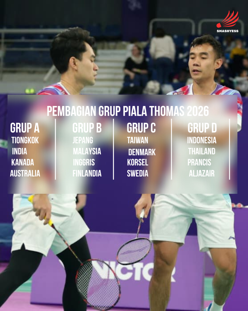 Grafis pembagian Grup Putaran Final Piala Thomas 2026 (foto: PBSI)