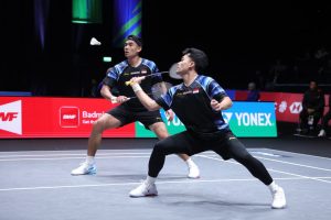 Leo Rolly Carnando/Bagas Maulana dipaksa takluk dari ganda Korea Selatan Lee Jhe-Huei/Yang Po-Hsuan (Chinese Taipei) 13-21, 19-21 dari Taiwan.