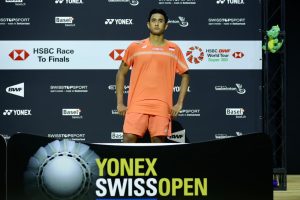 Alwi Farhan harus mengakui ketangguhan Yushi Tanaka dari Jepang dengan dua game langsung 18-21, 12-21 di final nomor tunggal putra Swiss Open 2026 (foto: PBSI)